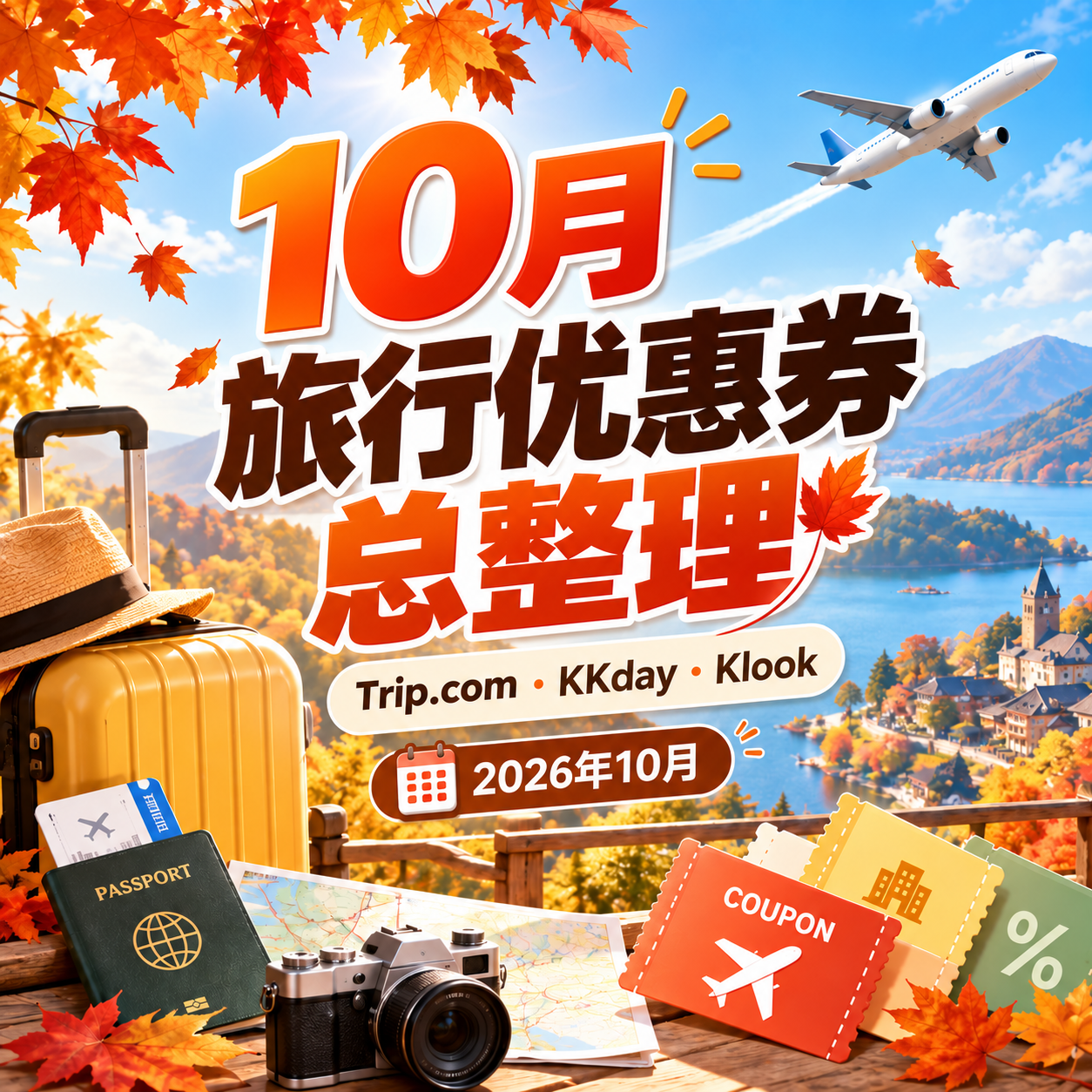 2026年10月旅行优惠码｜Trip.com、KKday、Klook优惠券整理